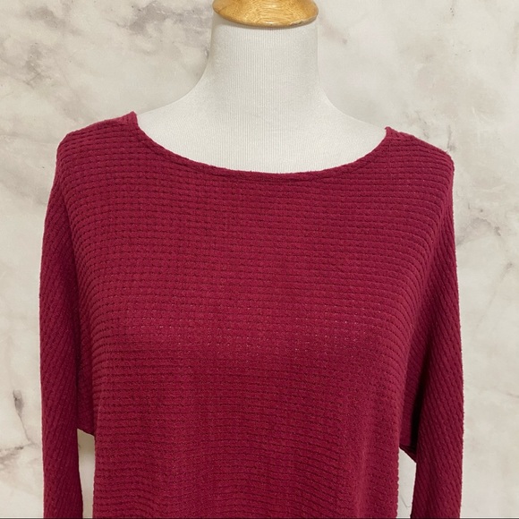 1.STATE Deep Rouge Knot Back Waffle Knit Top - Picture 10 of 11